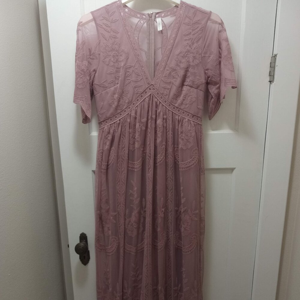 Pinkblush Mauve Lace Maxi Dress